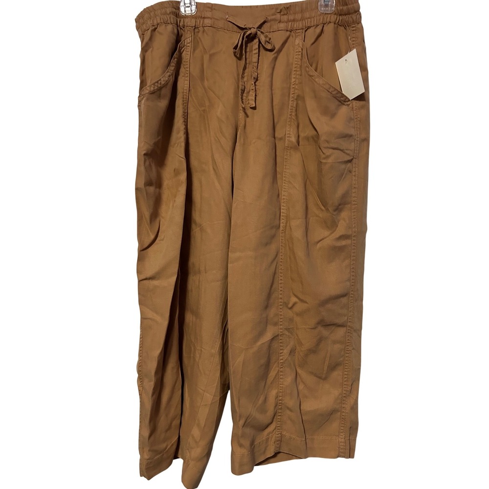 Nurture by Westbound XLR Camel Brown Wide Leg‎ Cropped Drawstring Pants NEW